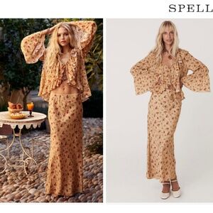 ISO spell bias skirt and top in butterscotch